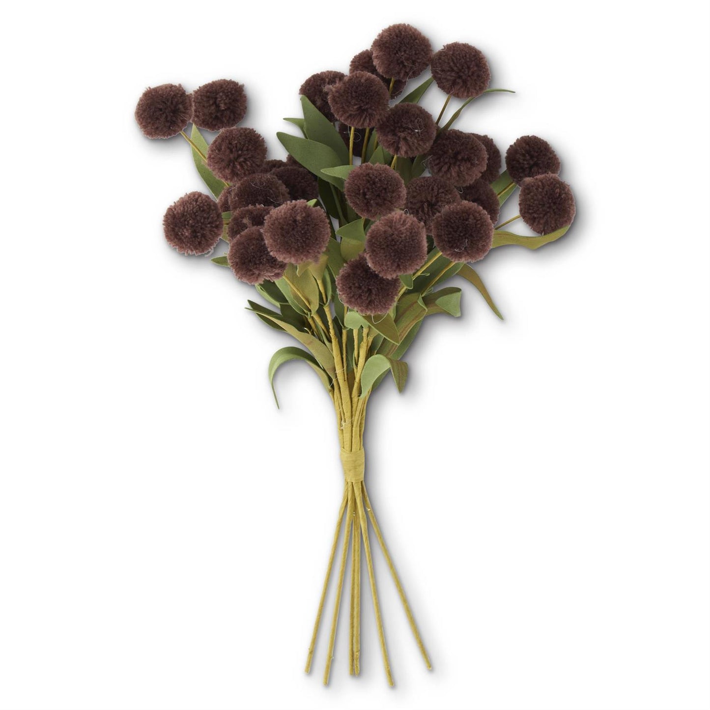 13" Dark Brown Pompom Bundle (6 Stems)