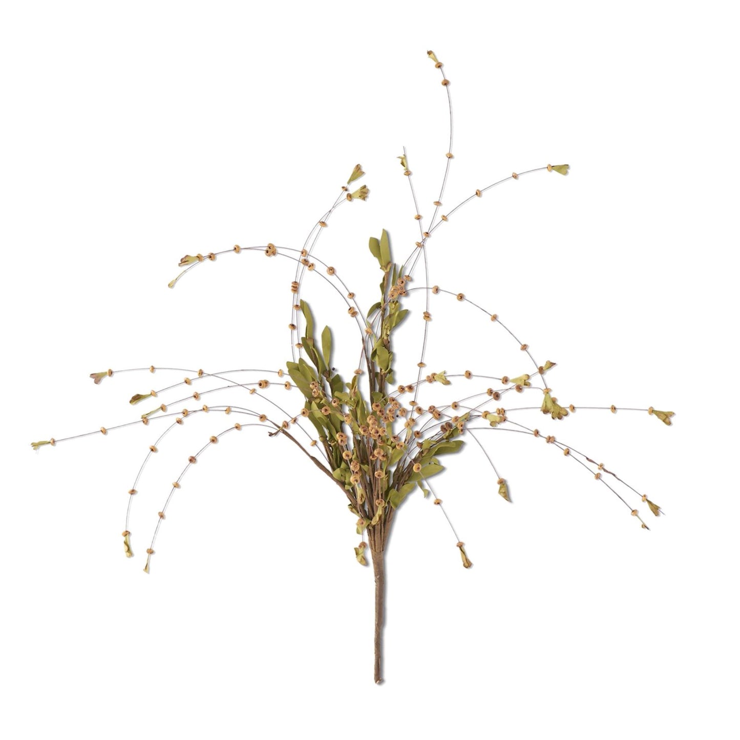 Brown Bead Bud Spray w/Foliage