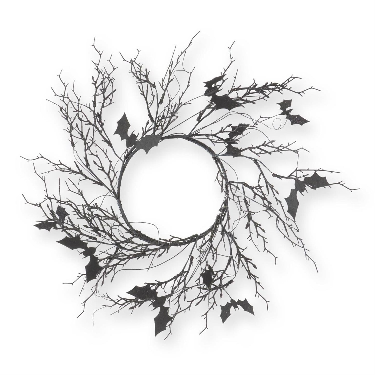 Black w/Purple Glitter Twig & Bat Candle Ring