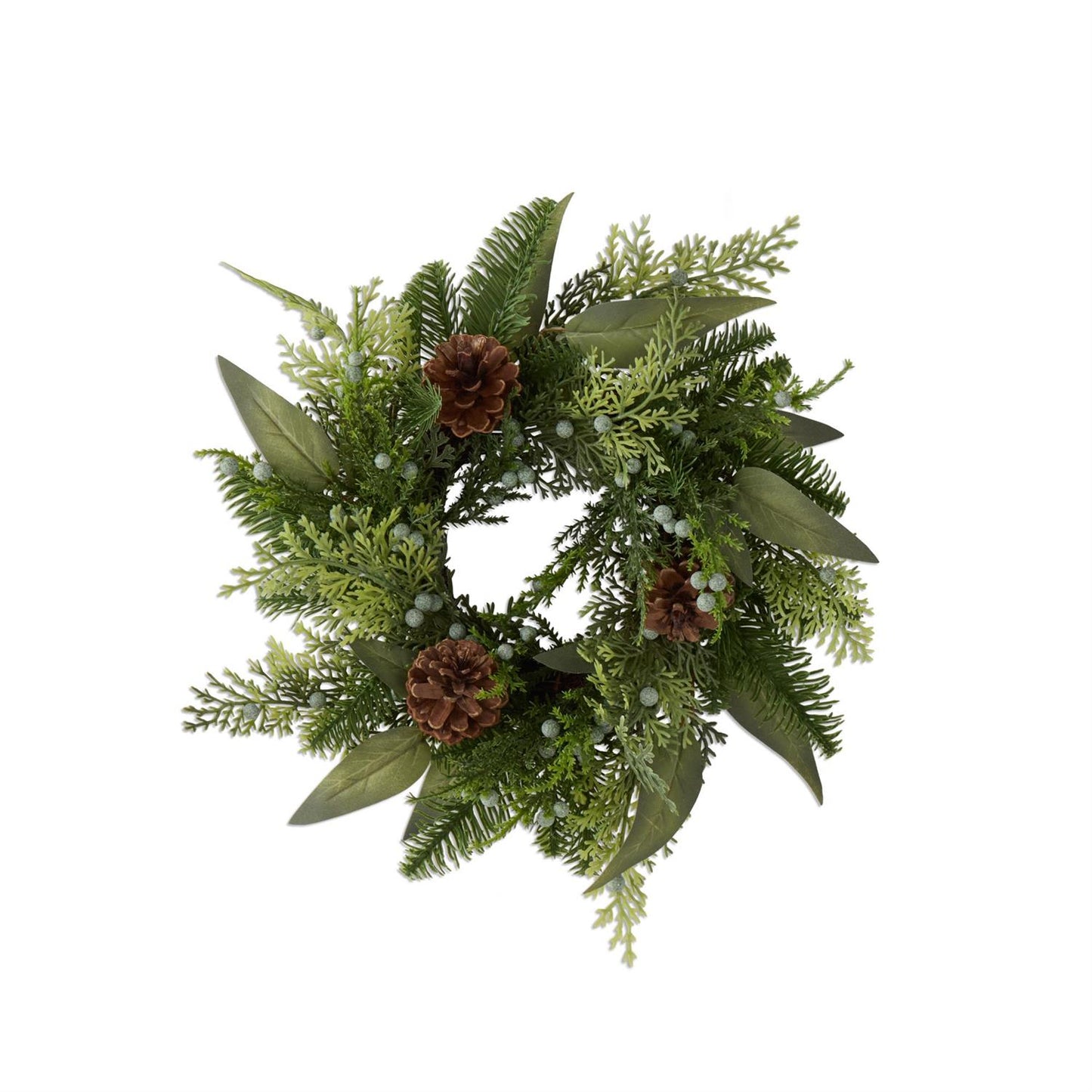 13.5" Mixed Pine Candle Ring w/Eucalyptus & Pinecones