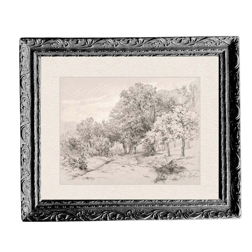 Summer Field Sketch Black Framed Art 5x7