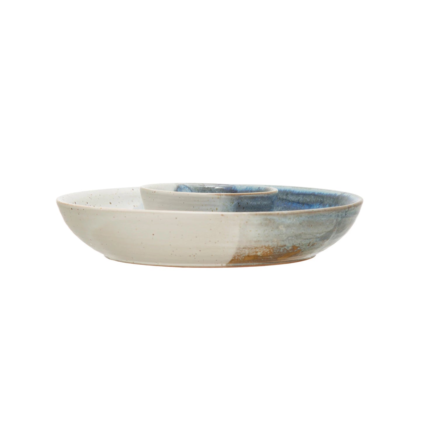 Hand-Painted Stoneware Chip & Dip Bowl