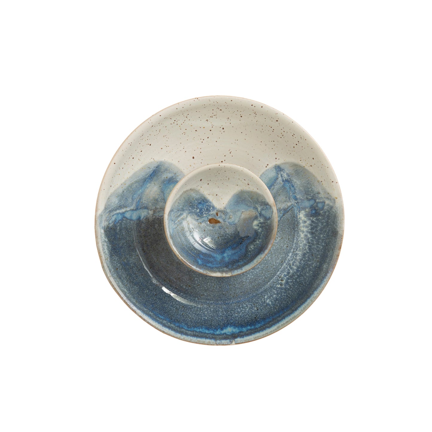 Hand-Painted Stoneware Chip & Dip Bowl