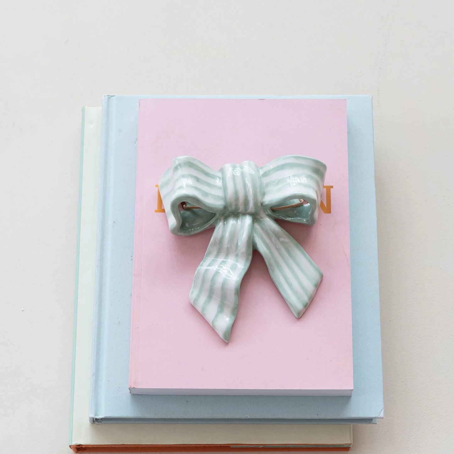 Stoneware Bow with Stripes