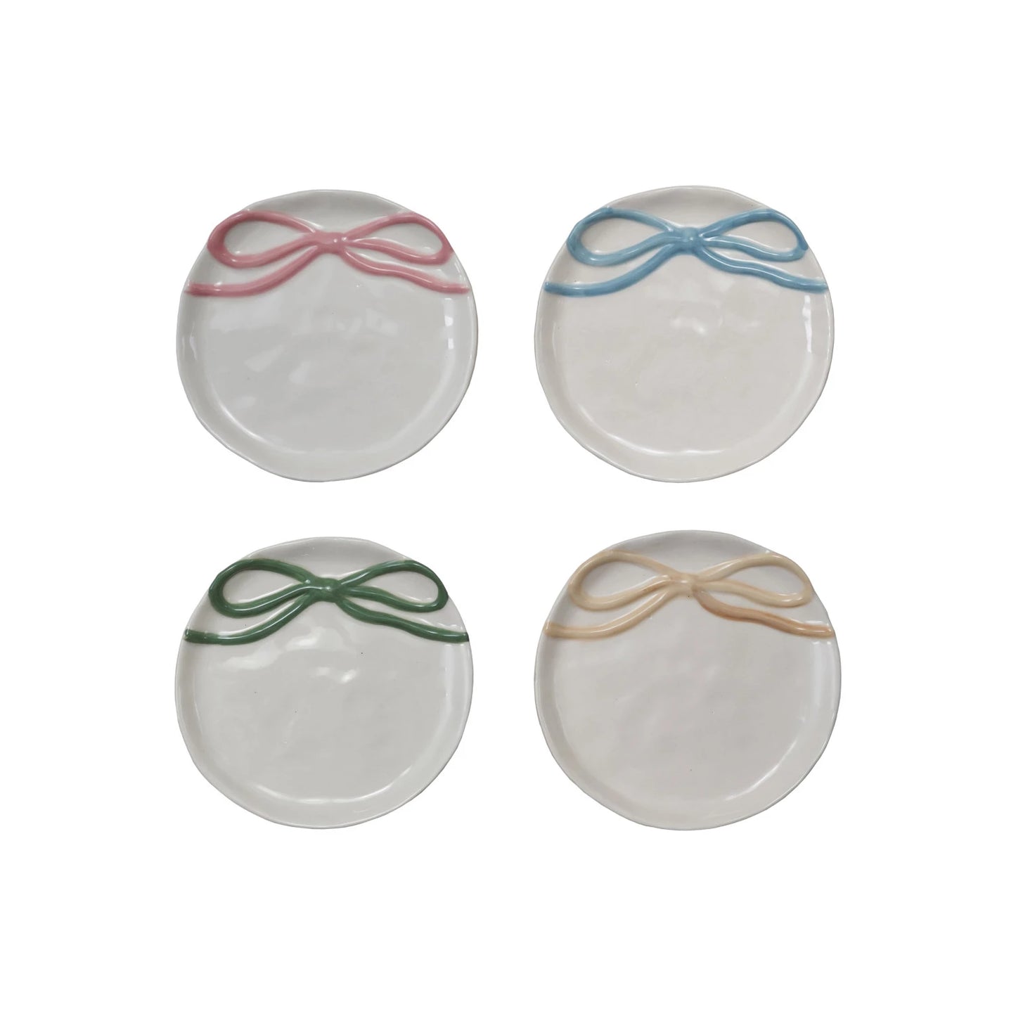 Stoneware Dish w/Bow -4 Colors