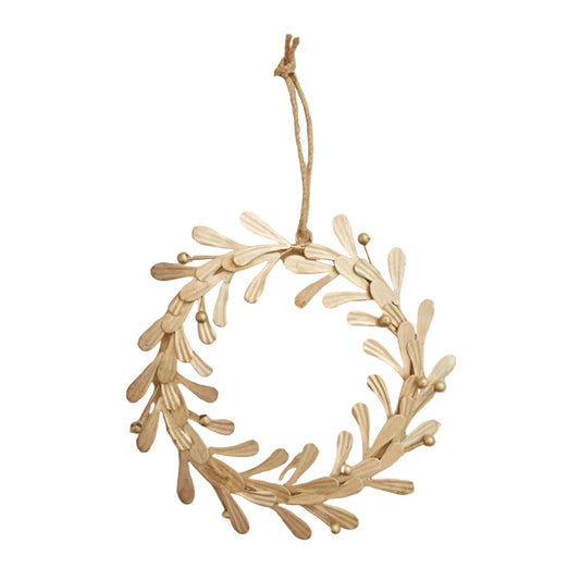 11" Round Metal Leaves & Berries Wreath