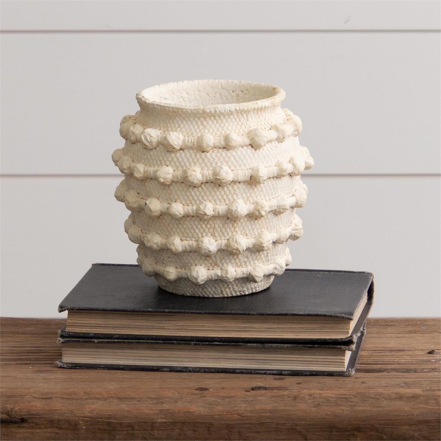 Ivory Textured Knot Cement Vase- Small