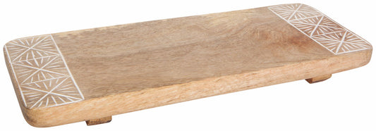 Rectangle Mango Wood Footed Tray