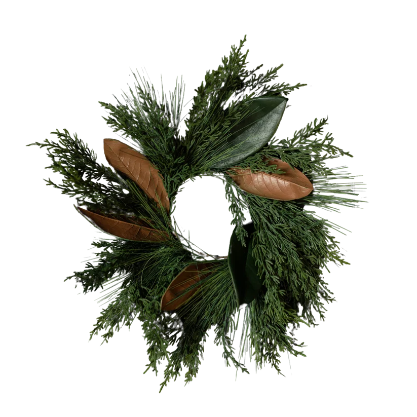 Magnolia Norfolk Cypress Mixed Real Touch Wreath - 14"