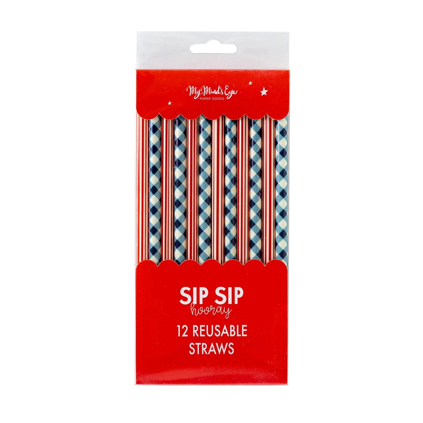 Plaid & Stripes Reusable Straws- 12pk