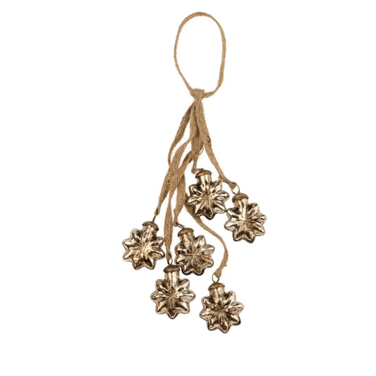 Snowflake Bunch Ornaments S/6- Smoke