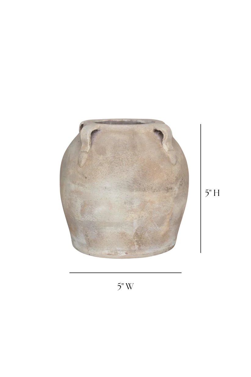 Blanc Beige Wash Pot w/Handles