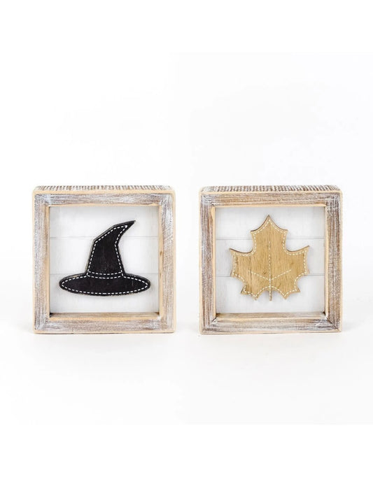Double-Sided Hat/Leaf Sign