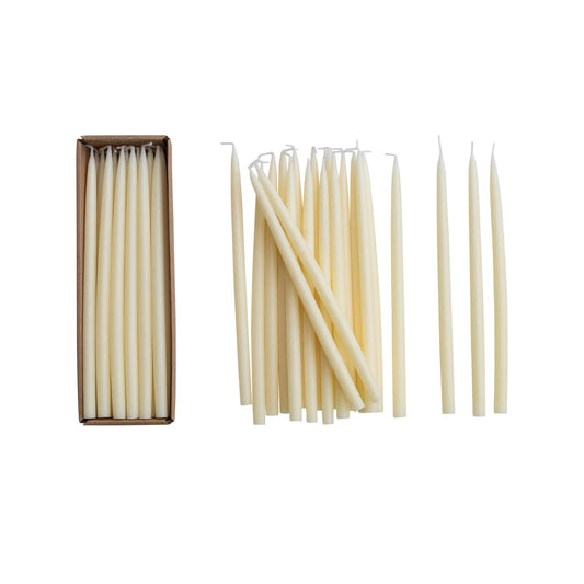 Thin Taper Candles in Box- Ivory