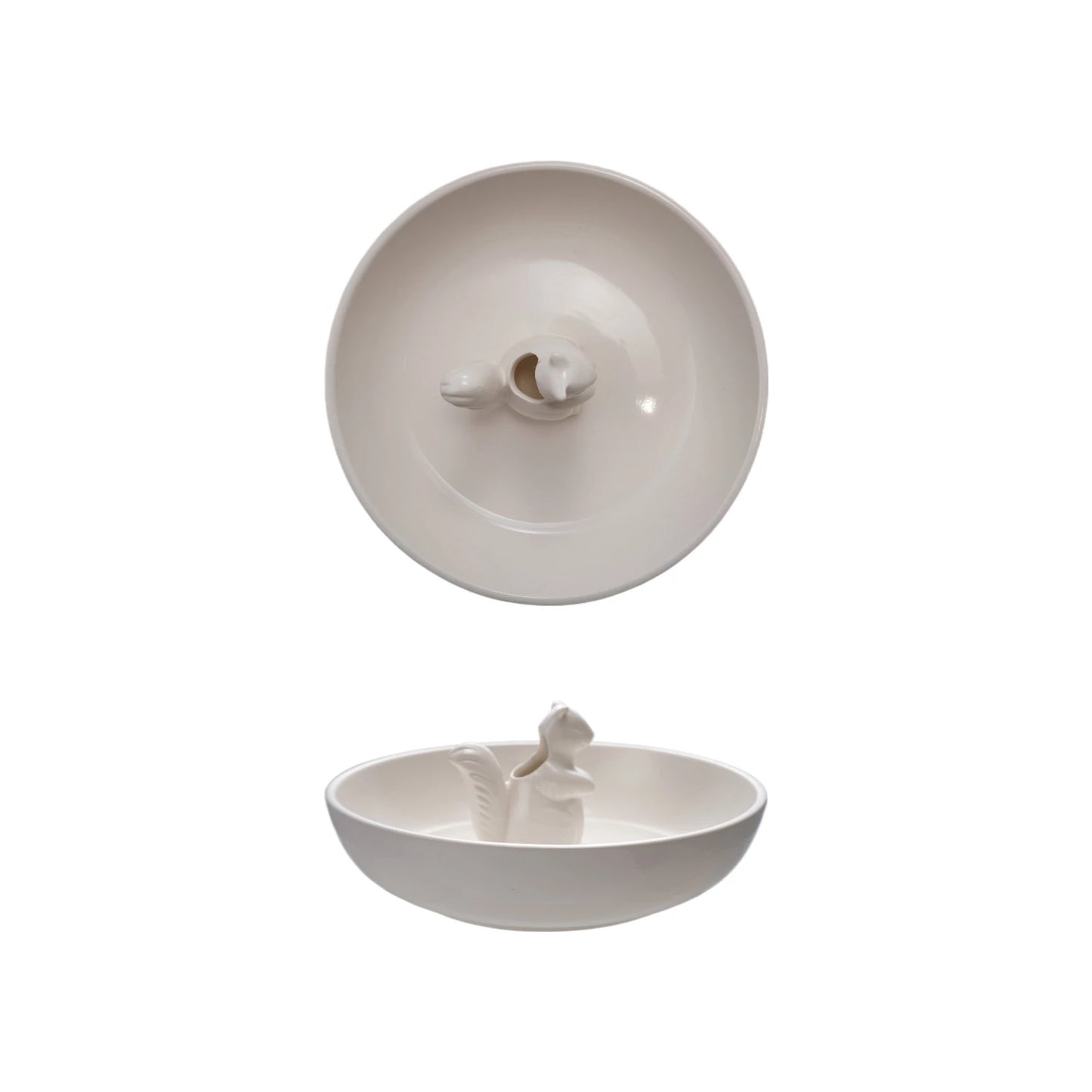 Stoneware Bowl w/ Squirrel Toothpick Holder Inside