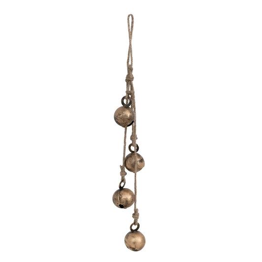 Jingle Bells on Jute Rope/ Brass Finish