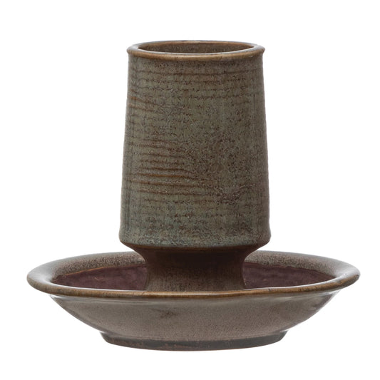 5" Round x 5"H Stoneware Match Holder w/ Striker Plate