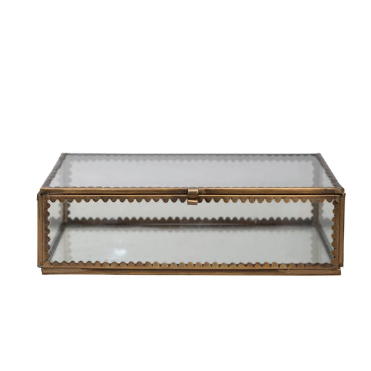 Brass & Glass Display Box w/Scalloped Edges