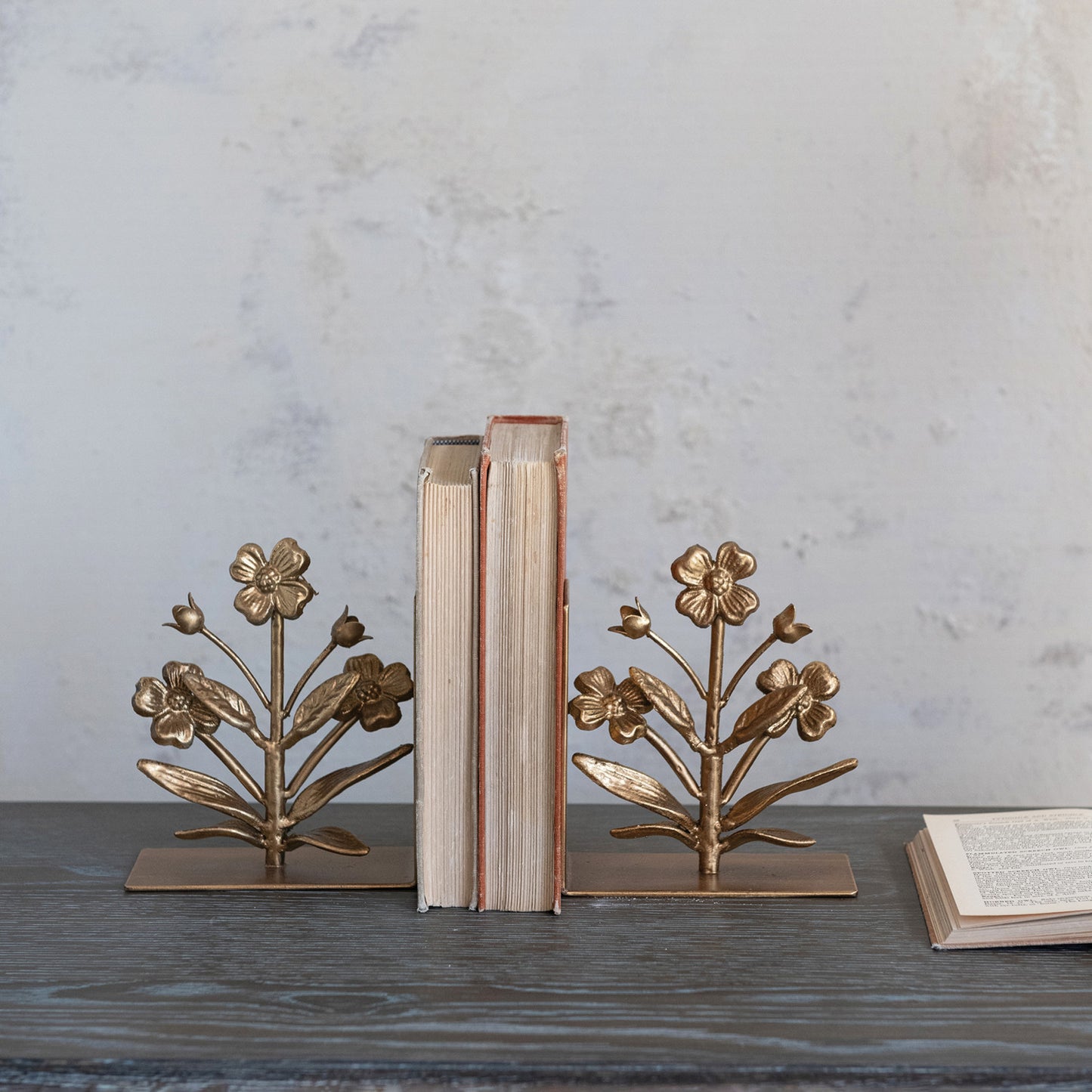 Metal Flower Bookends Set of 2