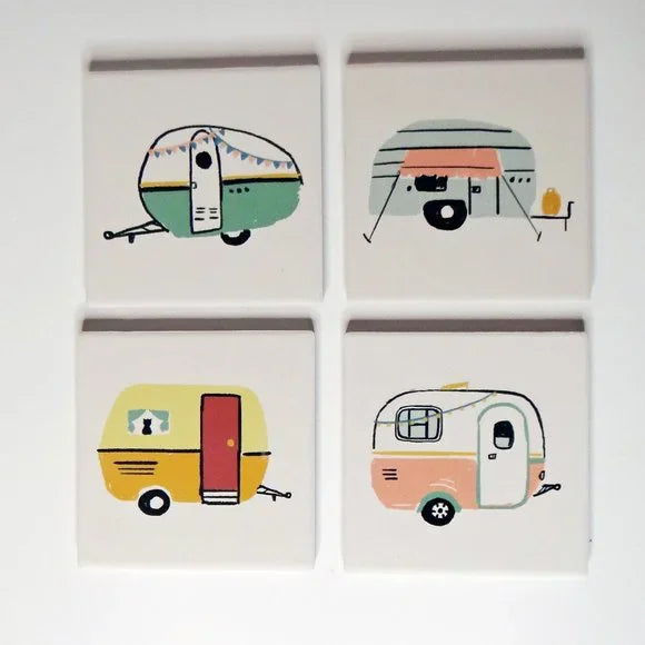 Soak Up Coaster Set/4- Happy Camper