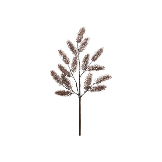 Faux Pine Spray w/Glitter Ice Finish- Brown