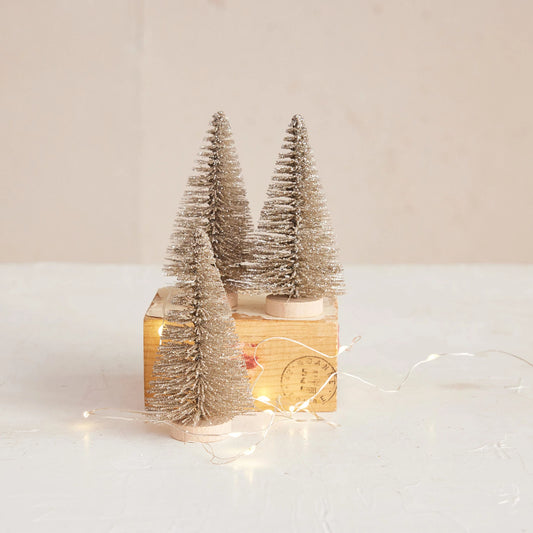 Bottle Brush Tree- Antique Silver /Set of 3