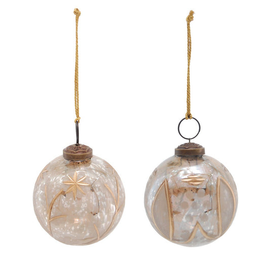 Etched Mercury Glass Ornament, 2 Styles